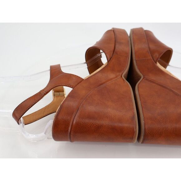 Korks Kork Ease Women Bardot Sandal Sz 11 Block Heel Platform Retro Black Vegan - Picture 7 of 12